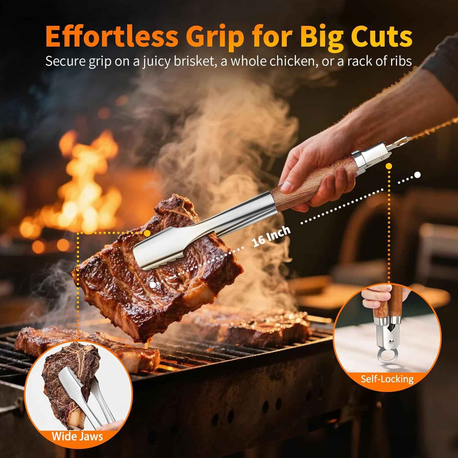RIKOJUXI Heavy Duty Stainless Steel BBQ Accessories Tools Set Grill Gift | Grilling Gifts for Men Women Father BBQ Tools Grill Accessories for Outdoor Grill with Spatula, Fork, Tongs