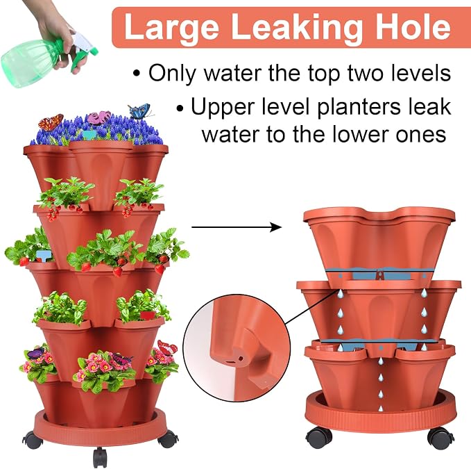 GameXcel Vertical Planter, 5 Tier Stackable Strawberry Planter - Image 2