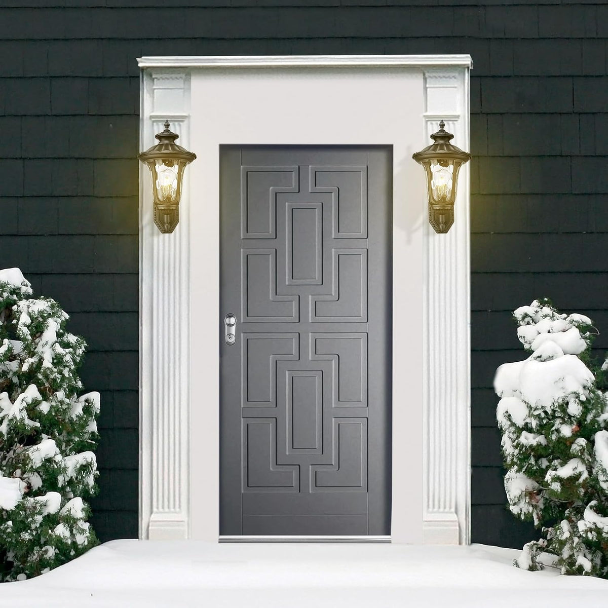 Outdoor Light Fixtures Wall Mount, Waterproof Exterior Wall Lanterns with Waer Ripple Glass, Outside Sconces, Front Porch Lights for House Garage Doorway Patio