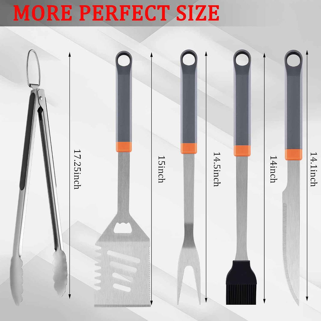 11-Piece Grill Tools Set, BBQ Grilling Accessories with Tongs & Spatua | Stainless Steel Portable Grill Tools Kit with Hooks & Apron Storage Bag for Camping, Grilling Gifts for Men Dad