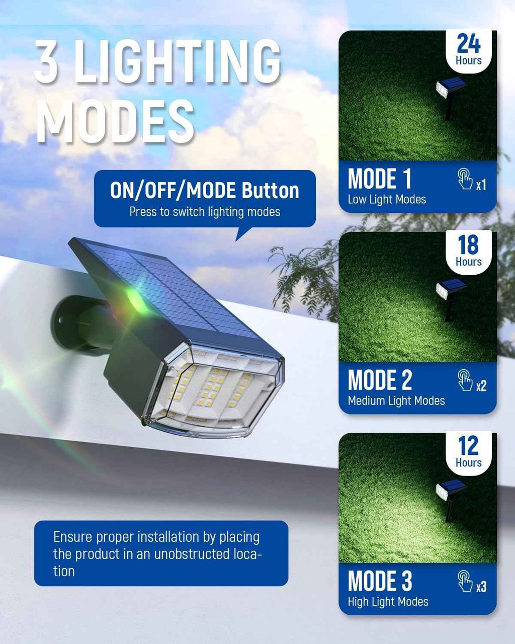 AUDERWIN Solar Spot Lights Outdoor Waterproof, 10 Pack, Cool White | 63 LED, 3 Lighting Modes, Solar Landscape Lights for Yard, Garden, House, Garage, Pathway, Tree, Backyard