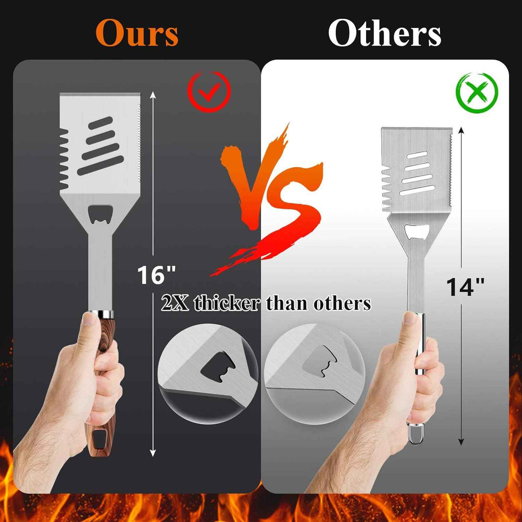 ROMANTICIST 23pcs Heavy Duty Grilling Gifts for Men Dad Fathers Day, Extra Thick BBQ Accessories Tools Set, Stainless Steel Grill Utensils Kit with Meat Claws,Canvas Bag for Outdoor Camping Brown