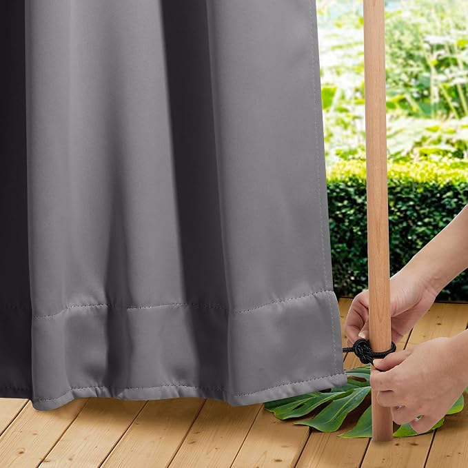 NICETOWN 2 Panels Outdoor Curtains Waterproof Grommet & Back Tab on Top & Bottom by NICETOWN