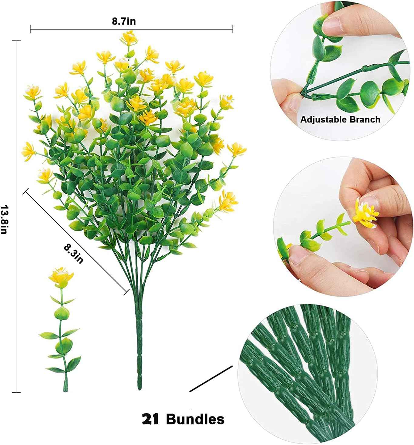 WEAUSUP 21 Bundles Artificial Outdoor Flowers Fake Plants & Greenery | PE Material,Maintenance-Free,Built-In UV Stabilizer, Waterproof Fade-Proof,Ideal for Indoor Outdoor Landscape Decor