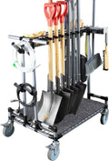 Heavy-Duty Garden Tool Organizer Cart Ideal for Gardening, Upgraded 5-Inch Wheels for Lawn & Sand, Long-Handle Tool Storage