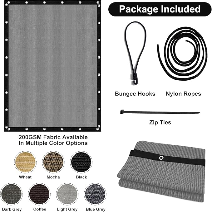 Artpuch 90% Sun Shade Cloth, 10 x 12 FT Pergola Shade Cover Canopy - Image 7