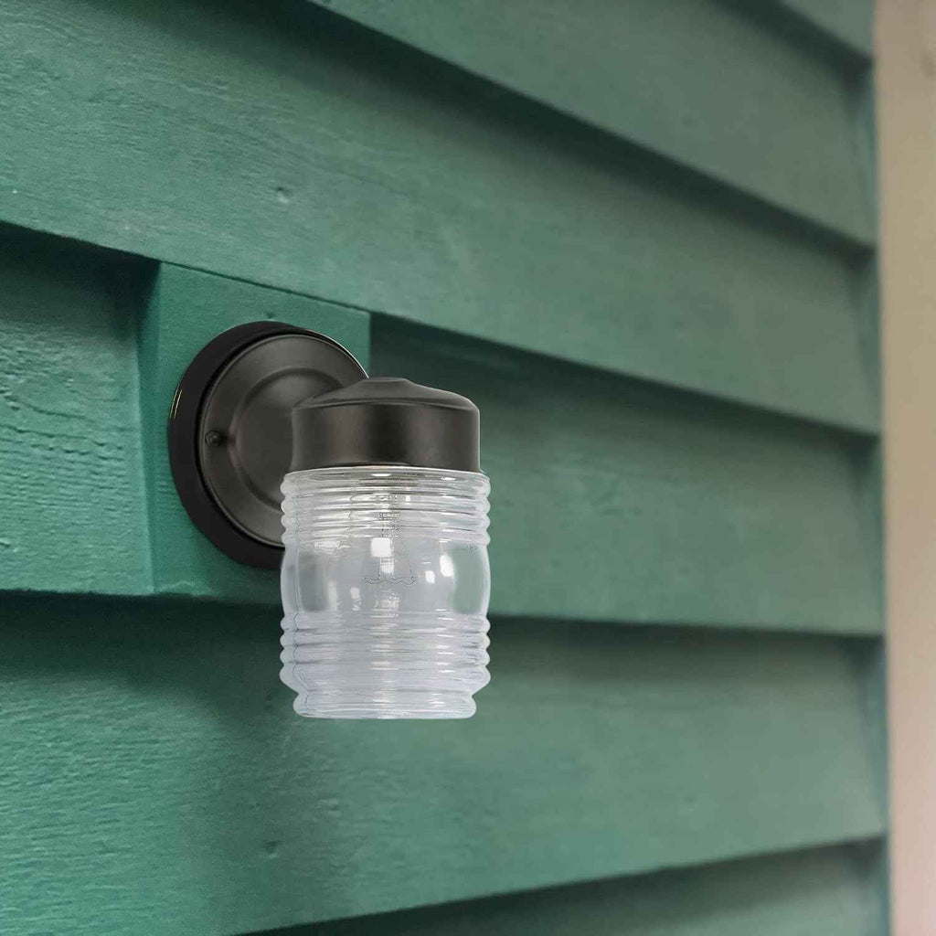 Design House Jelly Jar Outdoor Wall Light, Matte Black | Wall Mount, Traditional, Steel, Lighting, 502195