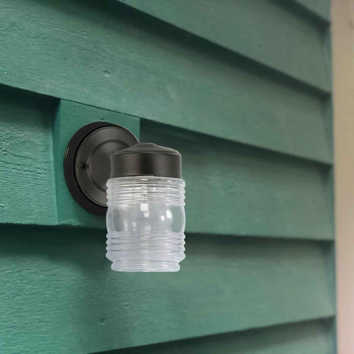 Design House Jelly Jar Outdoor Wall Light, Matte Black | Wall Mount, Traditional, Steel, Lighting, 502195