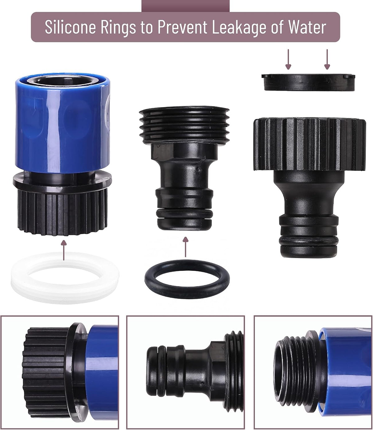Bates- Garden Hose Quick Connectors, 4 Set, 3/4" Male Female Hose Fittings | Quick Release Plastic Water Hose Connector for Garden Irrigation & Outdoor Use