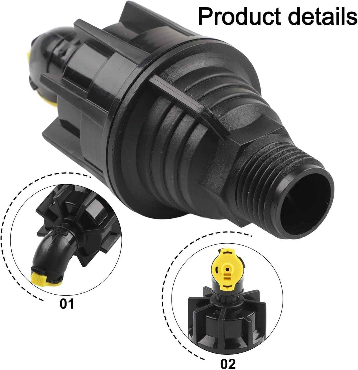 360 Degree Rotating Lawn Sprinkler, Automatic Garden Irrigation Nozzle with Adjustable 180-360° Spray Range, Uniform Water Distribution for Farm Orchard Nursery, Yellow, DN15 Interface(nozzle)