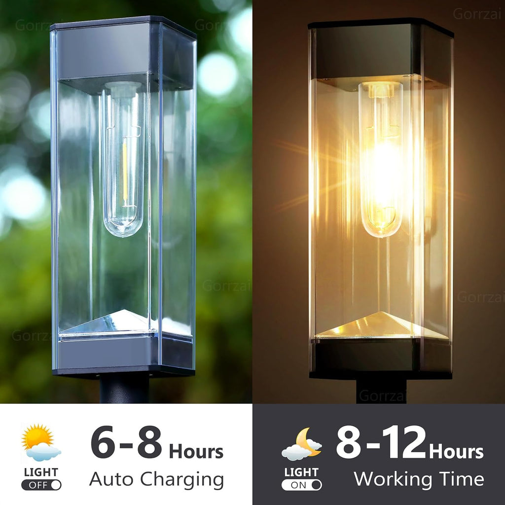 Solar Pathway Lights Outdoor Waterproof Landscape Lighting 8 Pack | Solar Lights Outdoor for Yard Driveway Garden Walkway Lawn Path Decor, Auto On/Off, LED Bright Tungsten Filament Bulb