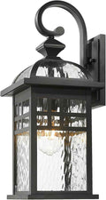 Porch Lights Outdoor Lighting Exterior Lighting Fixture | 15 Inch Height Black Outdoor Wall Lights Water Ripple Glass, E26 Socket