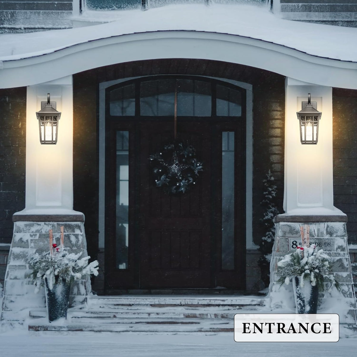 Darkaway Outdoor Wall Lights for House, Exterior Lighting Fixtures Wall Mount Outdoor Porch Lights Waterproof Black Outdoor Sconce Lights with Seeded Glass for Patio Hallway Garage