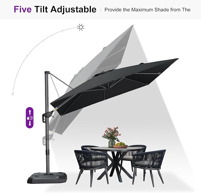 PURPLE LEAF 9 Feet Patio Umbrella Outdoor Cantilever Square Umbrella Aluminum - Image 5