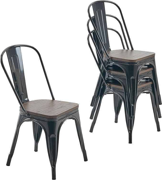 Nazhura Metal Dining Chair Farmhouse Tolix Style
