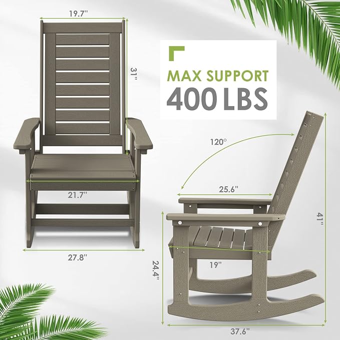 GREENVINES Outdoor Rocking Chair Set | 3-Piece | Desert Brown Wood Grain | 2 - Image 3