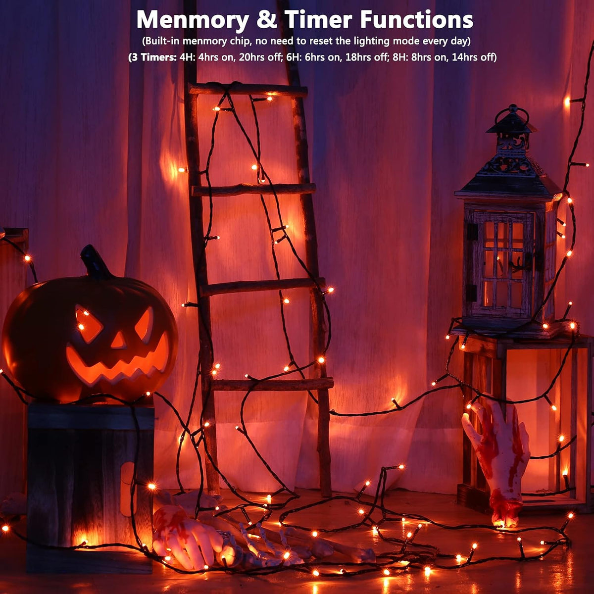 Brizled Halloween Lights Outdoor, Orange Purple Tree Lights, 200 LED, 66 ft | Color Changing Christmas Lights Indoor, Music Sync, 120+ Modes Dimmable Remote Mini Light with Timer for Garland Window Yard