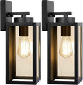 BesLowe Outdoor Wall Light Fixtures, Modern Black Exterior Wall Lanterns | Waterproof Metal Construction, Rust-resistant, Quick & Easy Installation, Clear Glass Shades & Standard E26 Socket