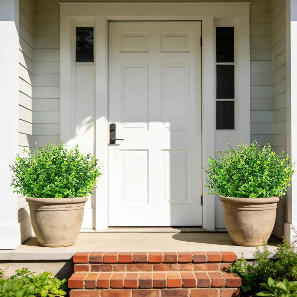 24 Bundles Fake Plants Artificial Greenery Stems for Outdoors | UV resistant, faux eucalyptus, plastic plants, no maintance, indoor outdoor garden farmhouse porch patio windowbox home decor