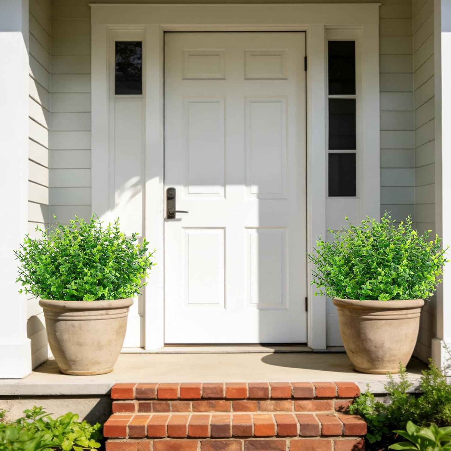 24 Bundles Fake Plants Artificial Greenery Stems for Outdoors | UV resistant, faux eucalyptus, plastic plants, no maintance, indoor outdoor garden farmhouse porch patio windowbox home decor