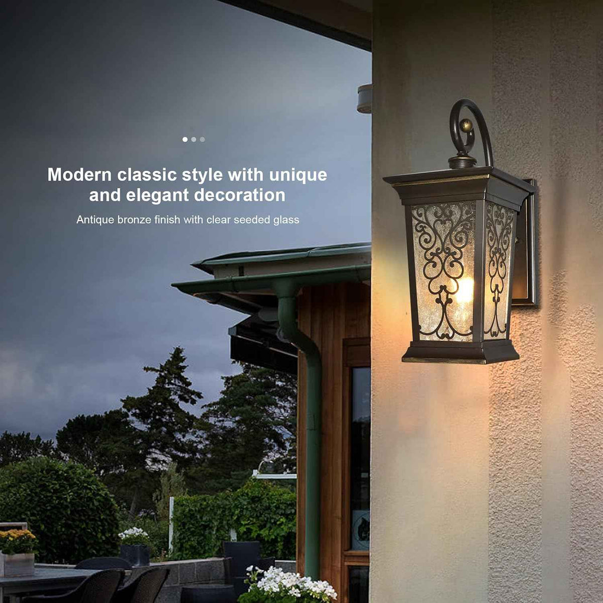 ALVIME Outdoor Wall Light Fixtures, 14" Vintage Spanish Style, Oil Rubbed Bronze Exterior Wall Lantern, Anti-Rust & Waterproof, Clear Seeded Glass, Farmhouse Porch Light for House Garden Garage
