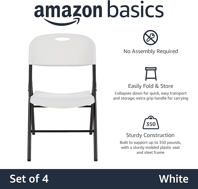 Amazon Basics Foldable Portable Comfortable Sturdy Folding Plastic Chair - Image 4