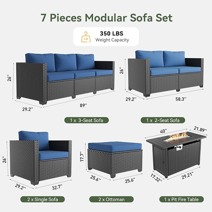 Aoxun 1 Piece Loveseats Patio Furniture Set, Wicker Outdoor Furniture - Image 2
