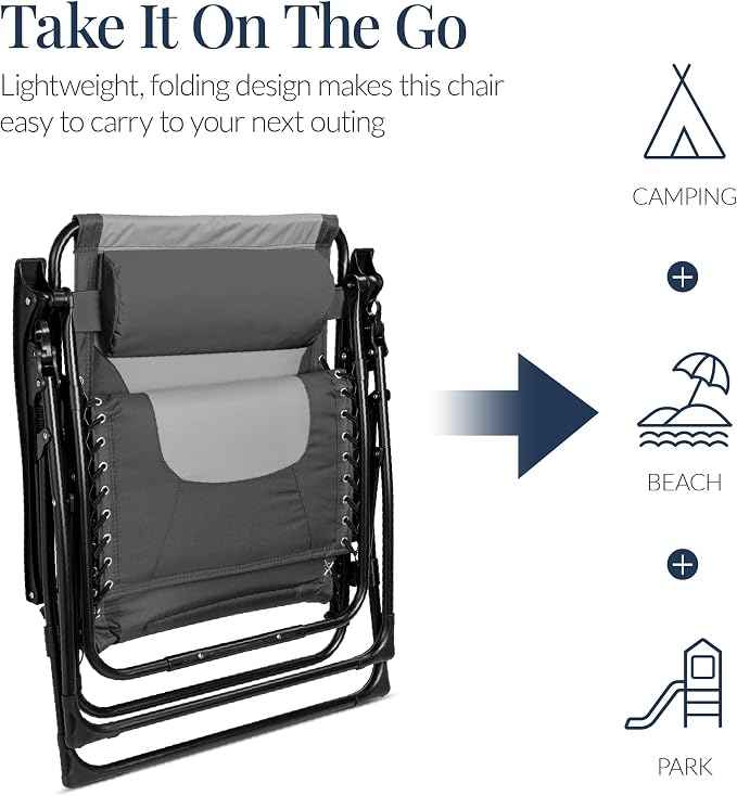 Best Choice Products Oversized Padded Zero Gravity Chair, Folding Outdoor Patio