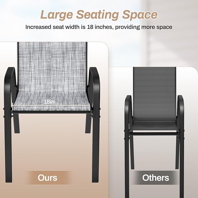 TLSUNNY Patio Chairs, Stackable Textilene Outdoor Dining Furniture - Image 7