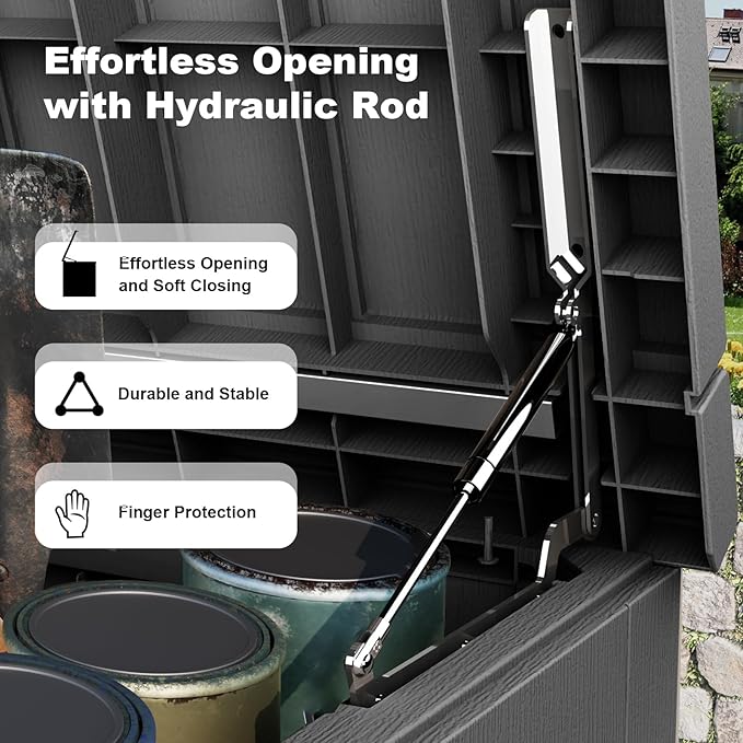 ROJIK Outdoor Storage Housing Deck Box, Waterproof Patio Furniture, Garden Tools - Image 6