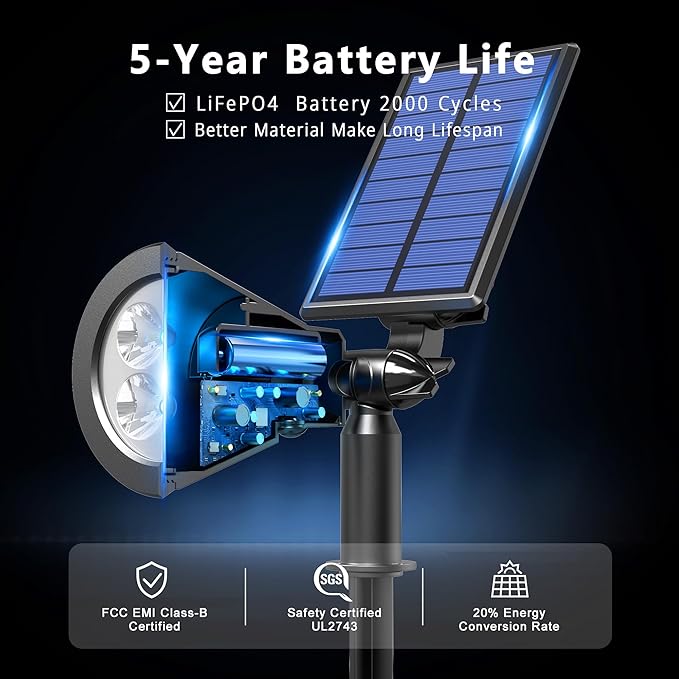 Solar Lights Outdoor Waterproof IP65, 3000K Super Bright LED, 2 Lighting Modes - Image 5