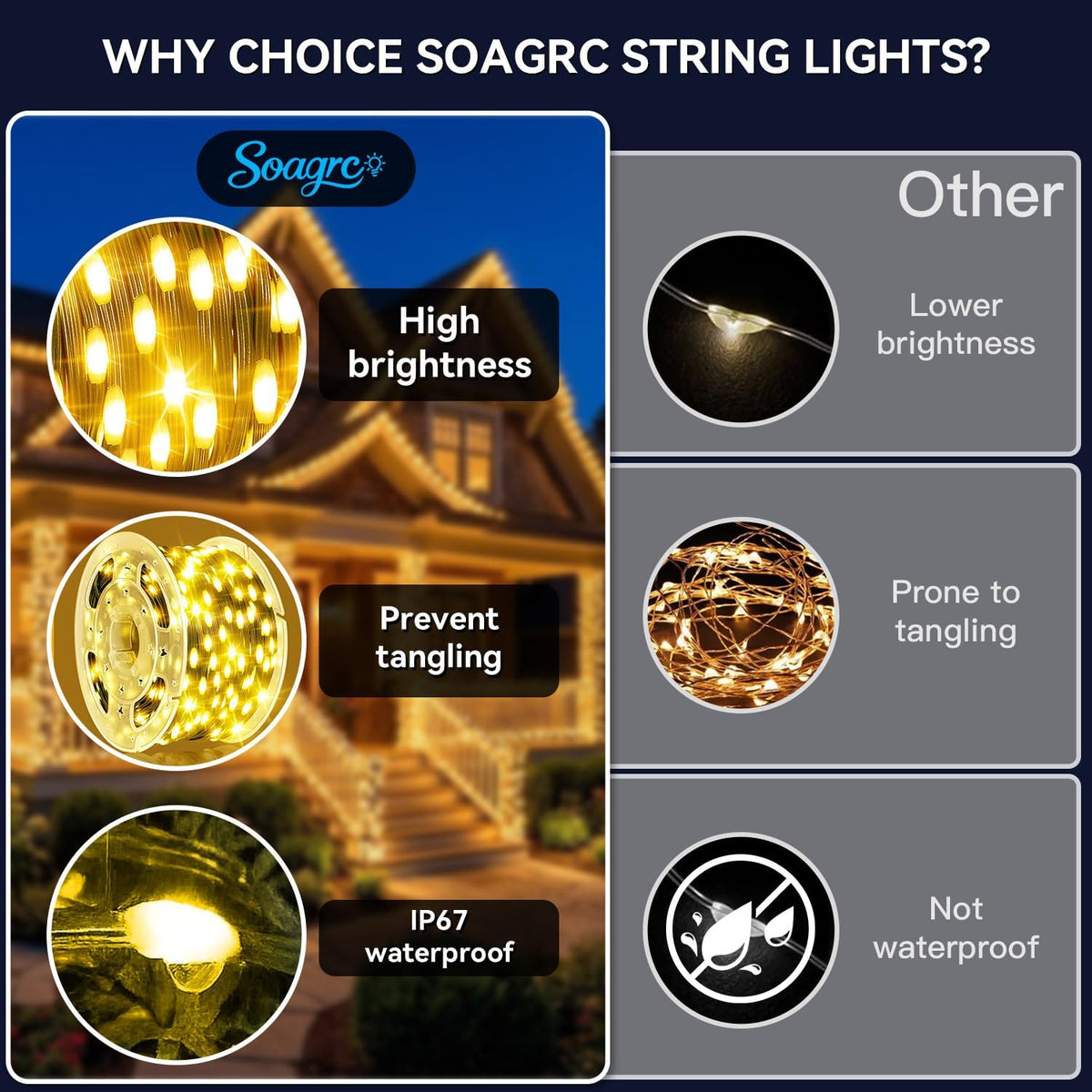 264FT 800 LED Outdoor String Lights Plug in IP67 Waterproof Twinkle Lights with Remote Dimmable 8 Modes Warm White Decorative Lights for Outside Backyard Porch Summer Christmas