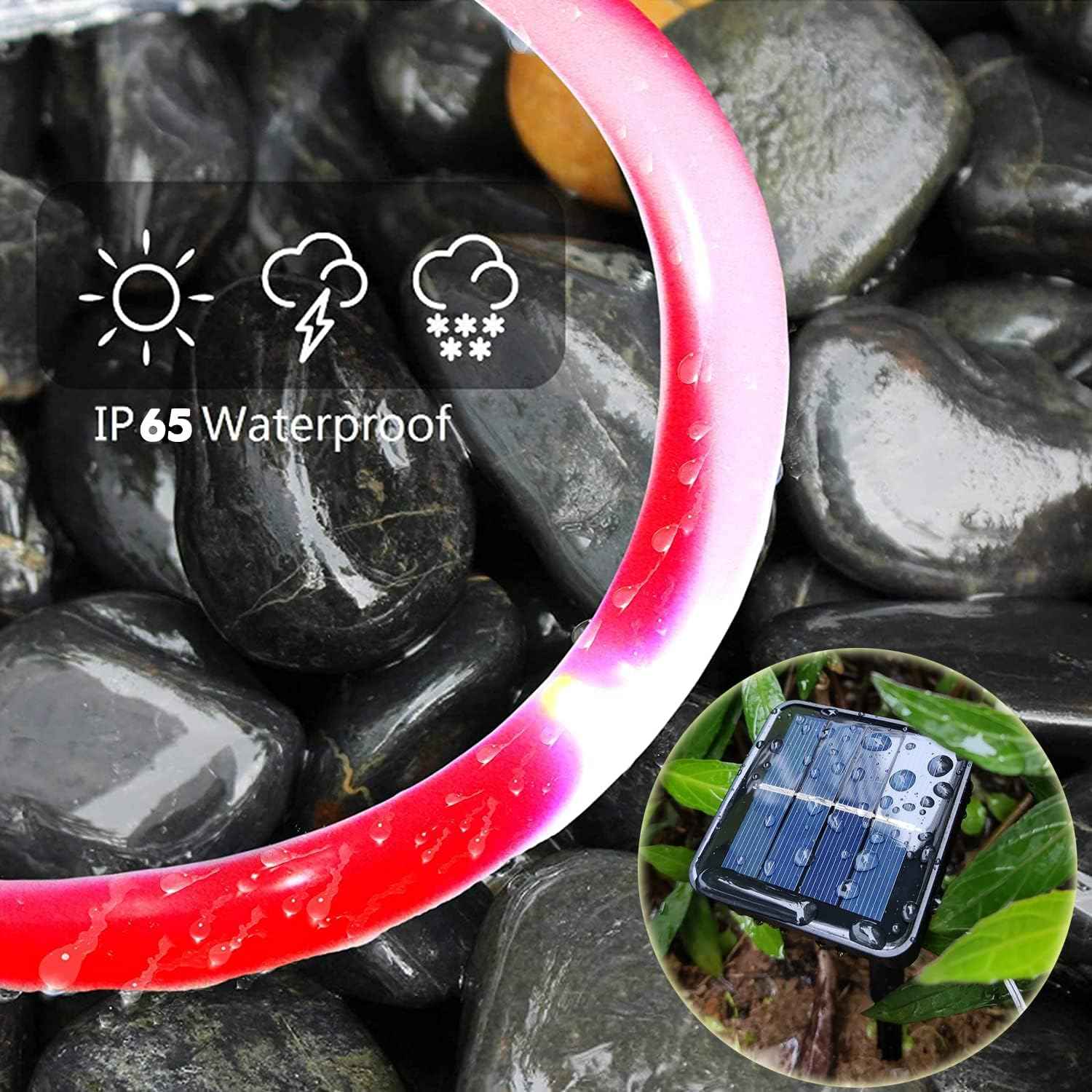 Honche Solar Rope Light 33FT 100L Outdoor Candy Cane Rope Lights Weatherproof for Terrace Tree Fence Patio Garden Yard Home Wedding Birthday Vacation Holiday Christmas Decor(Candy)