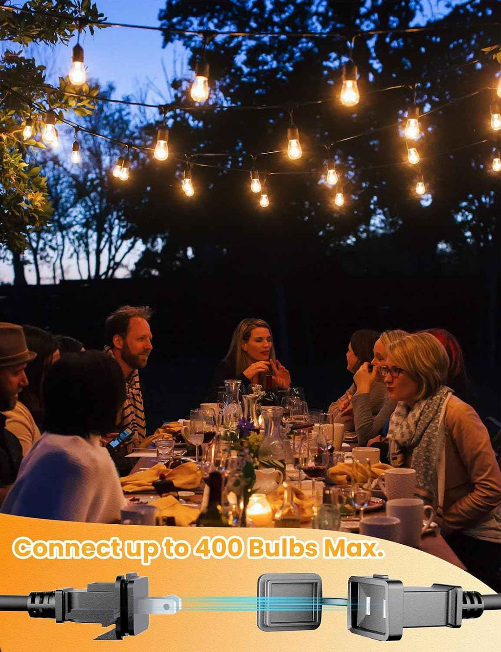 Svater Outdoor String Lights 105 FT Outside Waterproof Commercial Grade ETL | Patio Lighting with Shatterproof E26 S14 LED Dimmable Edison Bulbs, Hanging Strand for Bistro Cafe Backyard Warm White