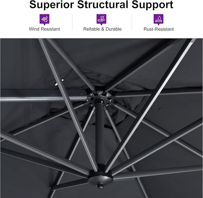 PURPLE LEAF 8 Feet Square Cantilever Umbrella Patio Umbrella - Image 3