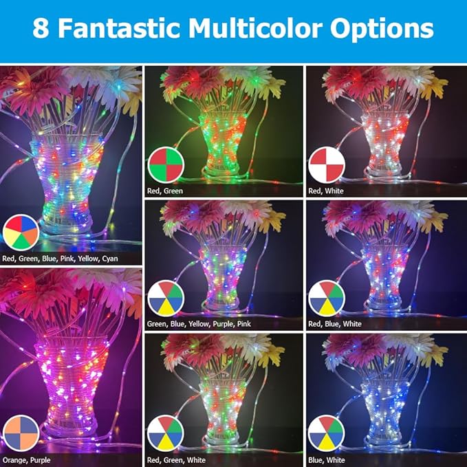 50ft Outdoor Rope Light, IP68 Waterproof 25 Color Changing String Lights - Image 3