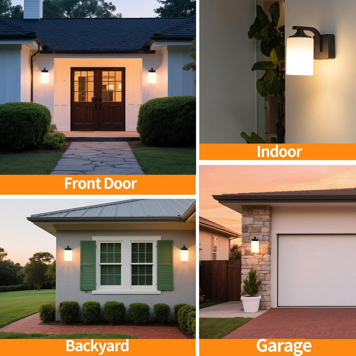 Outdoor Wall Lamp, Waterproof and Anti-Rust Aluminium Modern wall Light Fixture Milk Glass Indoor for Outside,Garden, Matt Black