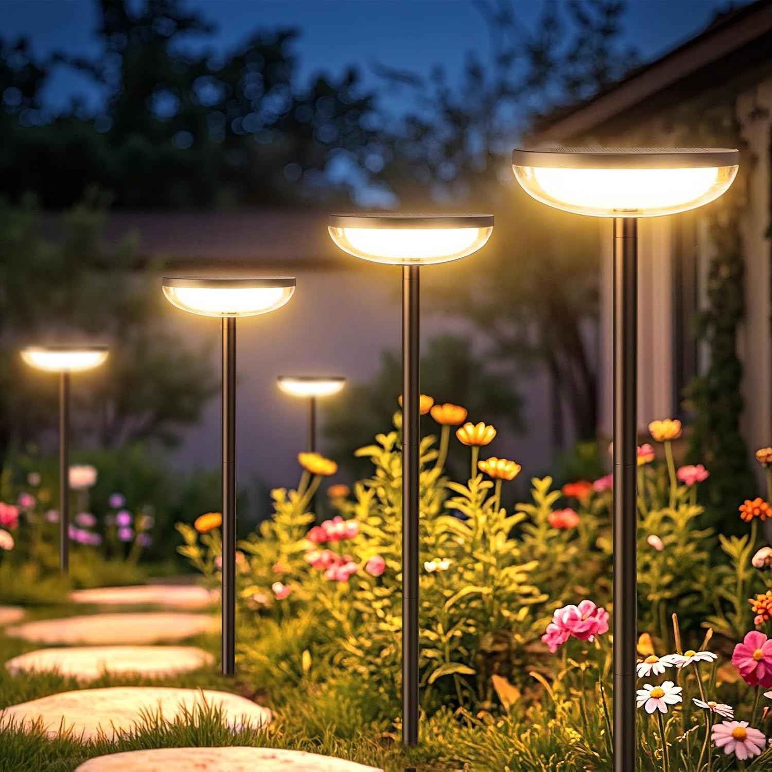 ELECLINK Solar Pathway Lights Outdoor, 6 Pack Tall Solar Garden Lights Outdoor Waterproof for Yard Flower Bed Patio Path Walkway Driveway Outside Decor Landscape Lighting