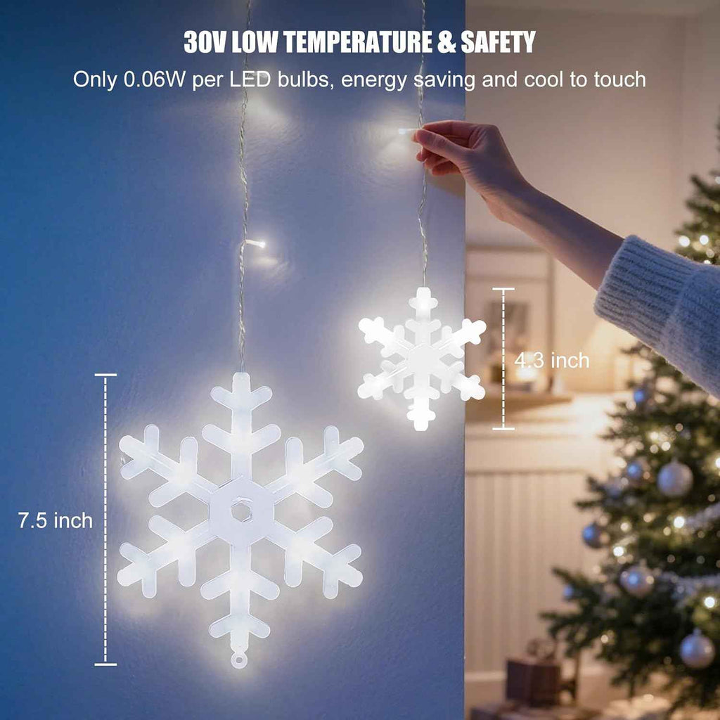 Brightown Christmas Snowflake Lights Outdoor - 13FT 192LED Snowflake String, 16 Drops, 12 Modes, Timer, IP65 Waterproof, Connectable Xmas Lights for Eaves Windows, Indoors & Outdoors