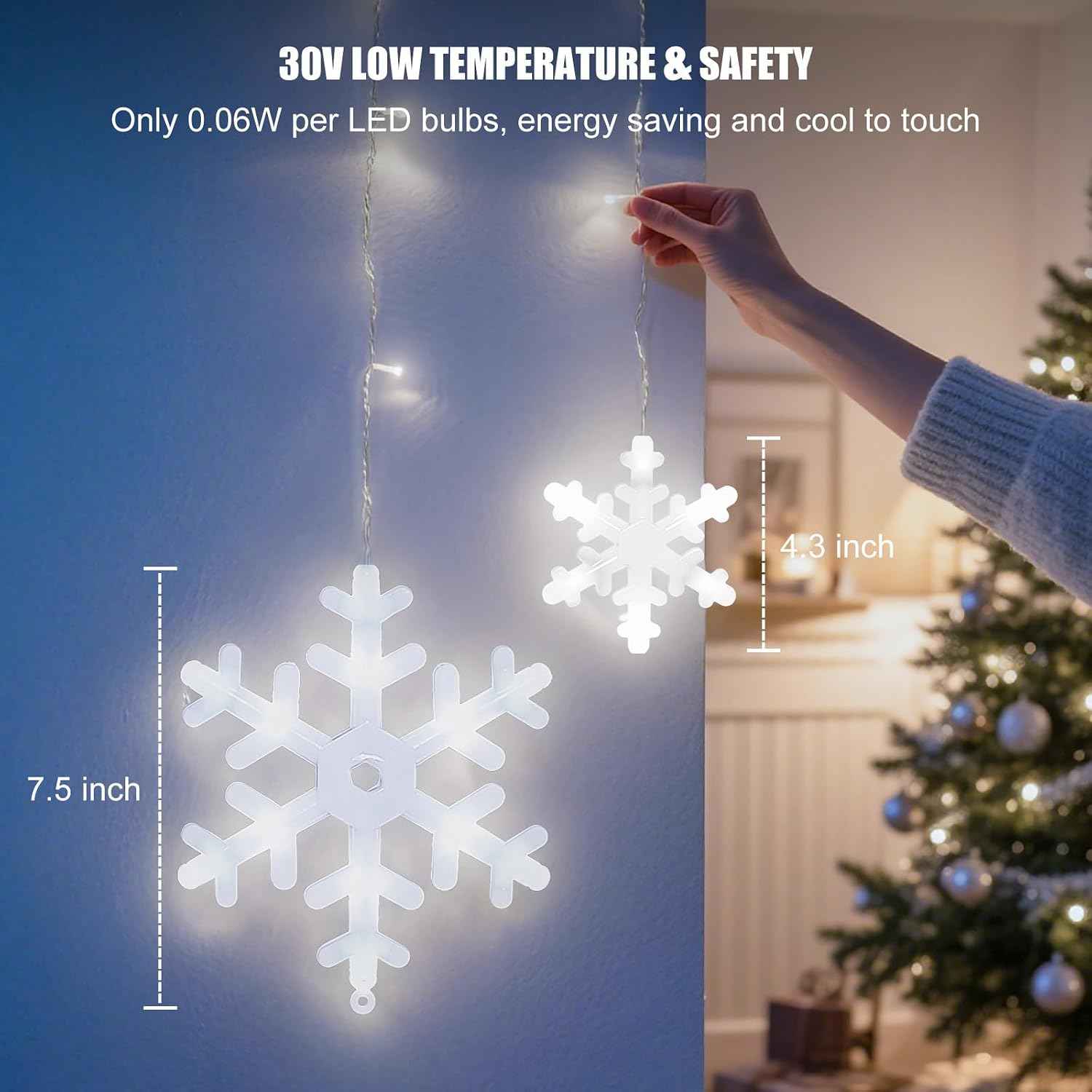 Brightown Christmas Snowflake Lights Outdoor - 13FT 192LED Snowflake String, 16 Drops, 12 Modes, Timer, IP65 Waterproof, Connectable Xmas Lights for Eaves Windows, Indoors & Outdoors