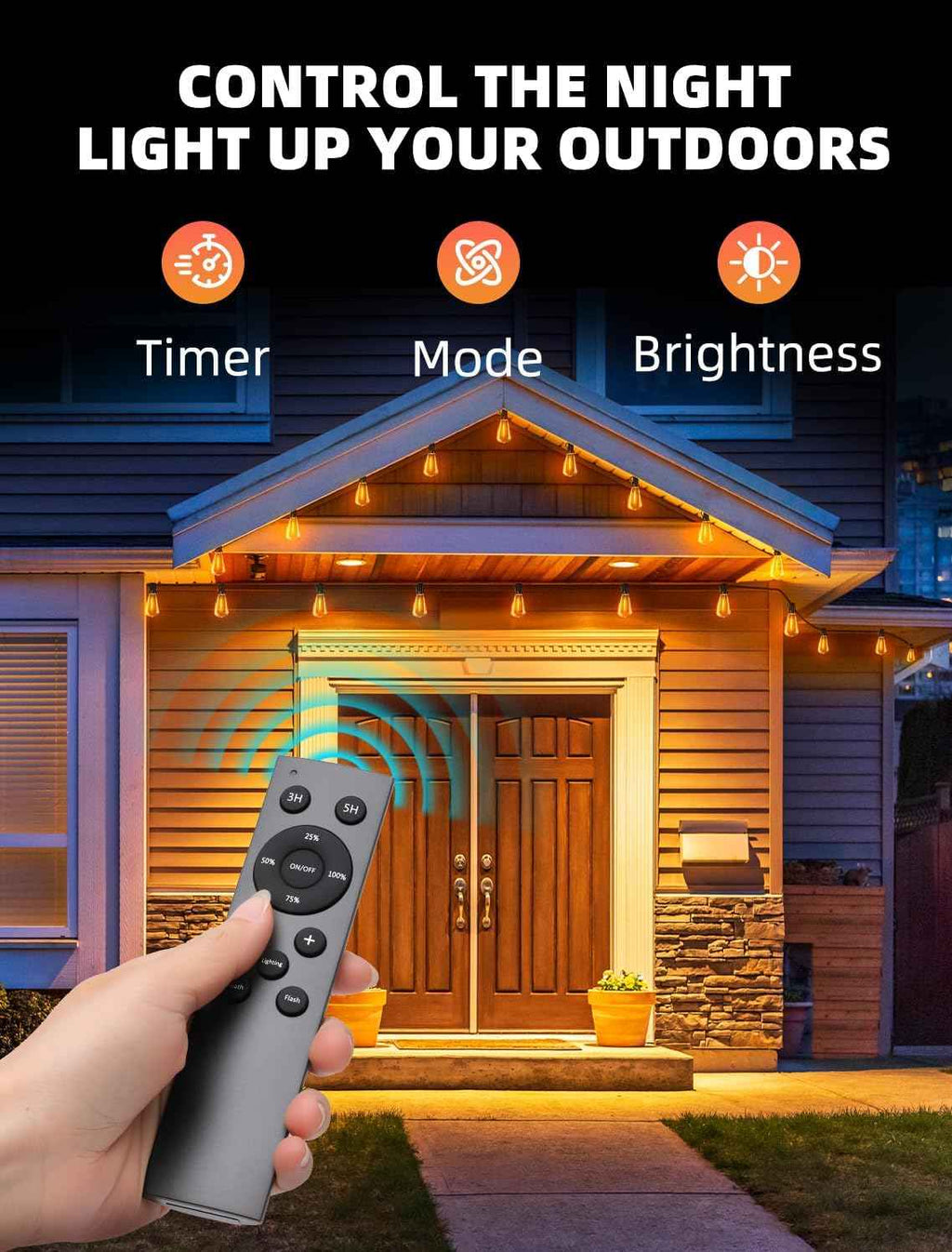 Outdoor Patio String Lights: 100Ft 30M Outside Waterproof Light - Remote Dimmable ST38 Shatterproof Bulb Connectable Hanging Outdoor Electric Lighting - Backyard Yard Gazebo Porch Party