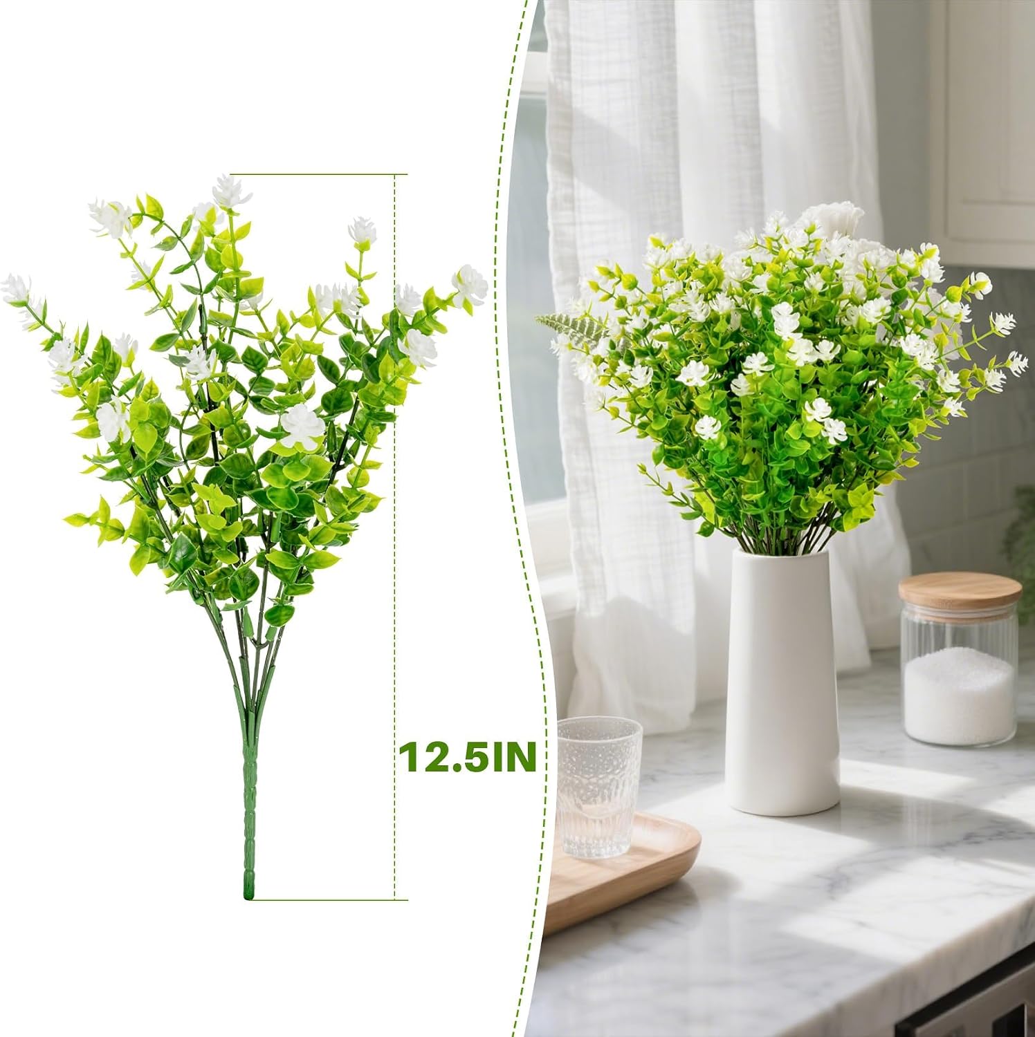 RAINFLOW 4PCS UV Resistant Artificial Camellia Flowers - Faux Camellia Stems