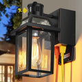 Yisuro Porch Lights with GFCI Outlet, Dusk to Dawn Outdoor Lights with Outlet, 3 Lighting Modes Exterior Light Fixture Waterproof, Outside Lights for House Front Door Patio Garage