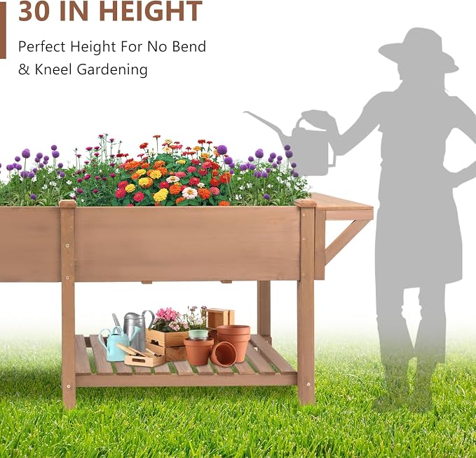 Raised Garden Bed with Legs Outdoor, Elevated Garden Box, Storage Shelf - Image 5