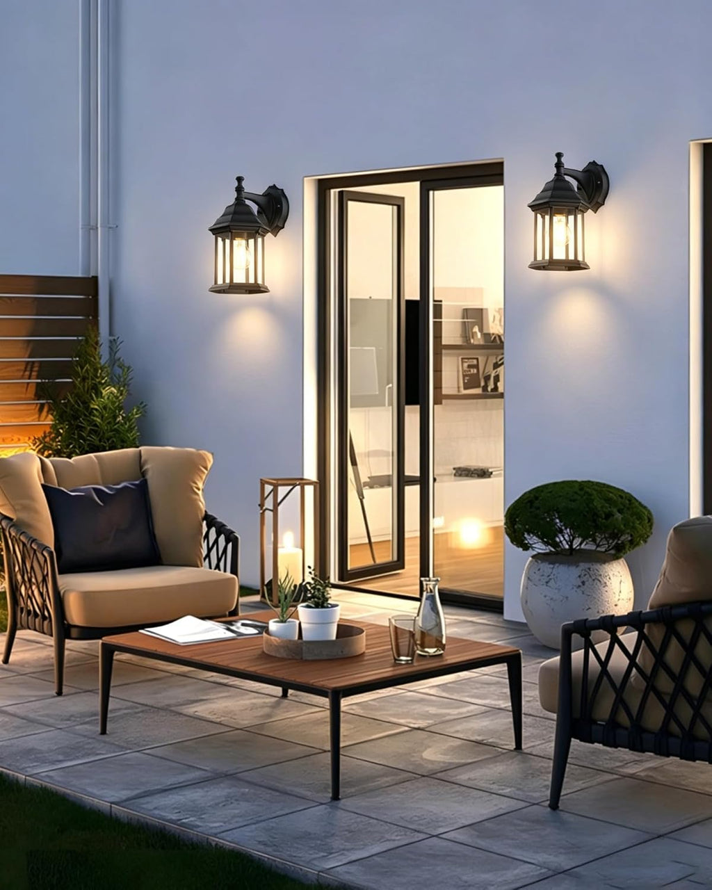 LIT-PaTH Outdoor Wall Light Fixture, Antirust Aluminum Glass, Black 1 Pack | Large Exterior Porch Light Wall Sconce Lantern for House Patio Garage, Waterproof Rustproof, E26 Socket 60W Max