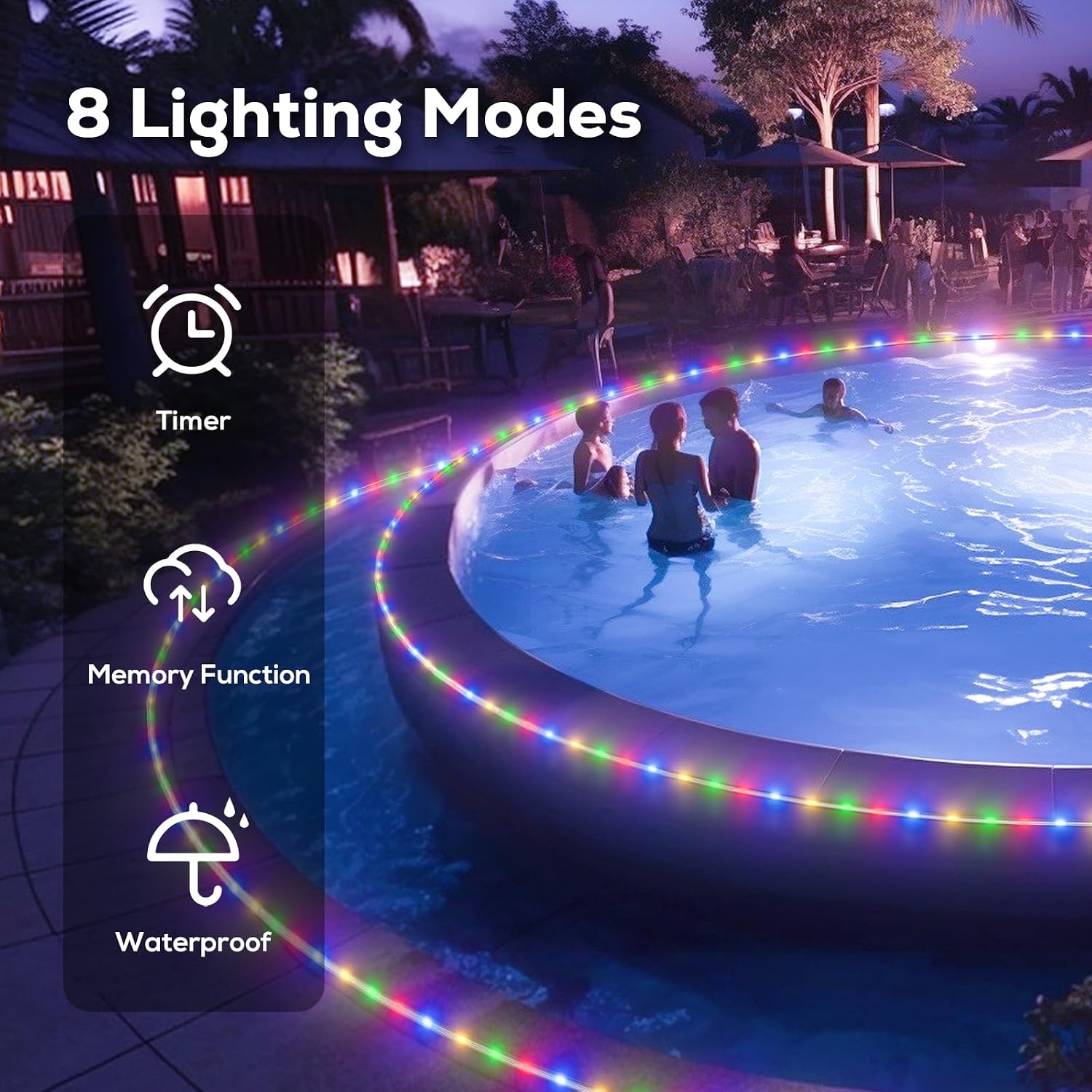 100FT 720 LED Waterproof Rope Lights with Remote, 8 Modes and 4 Brightness Tube Lights for Christmas, Bedroom, Patio, Outside, Garden, Indoor Outdoor Decoration (White and Multicolor Change)