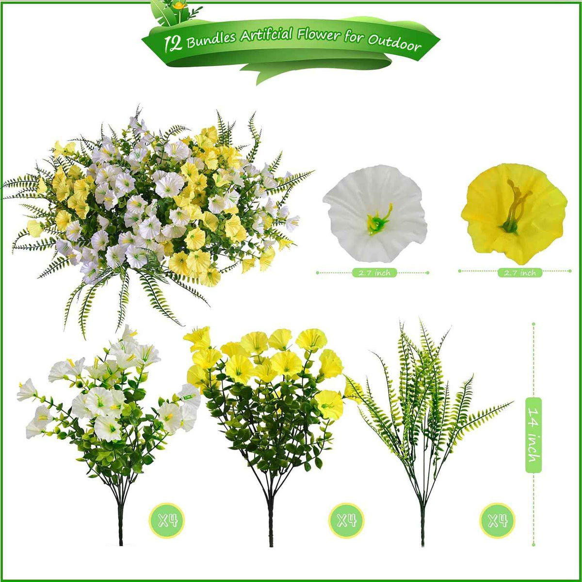 Outdoor Artificial Bushes Plants,UV Resistant Fake Greenery Stems Shrubs Faux Greenery for Outdoor Front Porch Window Box Decorations 8pcs