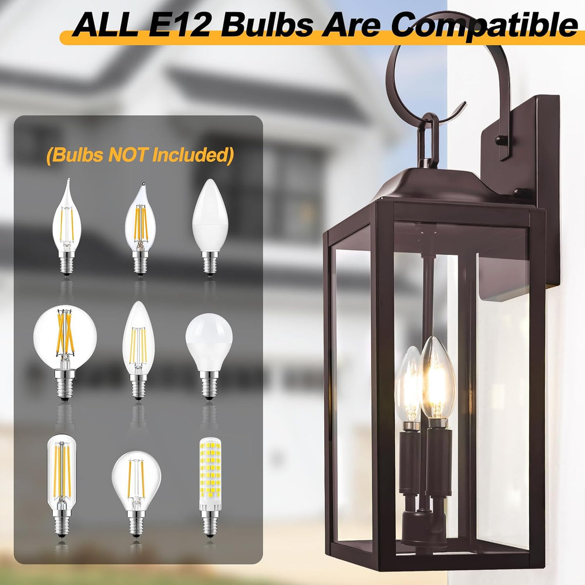 19" Large Oil Rubbed Bronze Outdoor Wall Lights, Waterproof Porch Lights | Modern Outdoor Light Fxture Farmhouse Outside Wall Lantern 2-Light, Anti-Rust Carriage Lights with Clear Glass, E12, 2-Pack