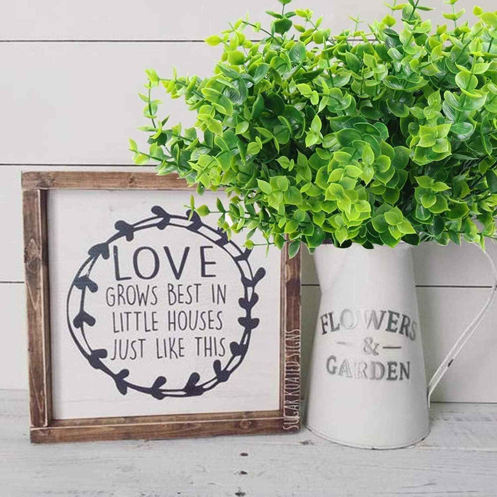 Ouddy Decor 24 Bundles Artificial Greenery Stems Fake Plants Outdoor Decor | Faux plastic boxwood shrubs, UV resistant, for kitchen office garden porch farmhouse planters patio window box home decor