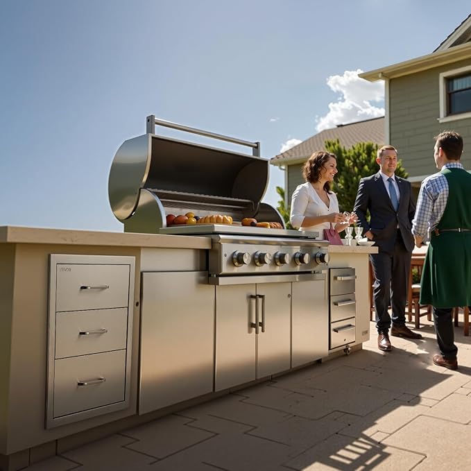 VEVOR Outdoor Kitchen Drawers 18.11" W x 23.23" D x 23.23" H, Triple-Access - Image 2